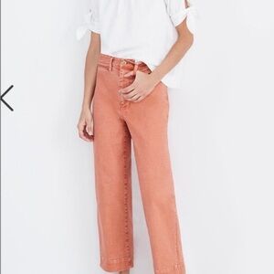 Madewell Slim Emmett Wide-Leg Crop Pants Salmon color-worn once